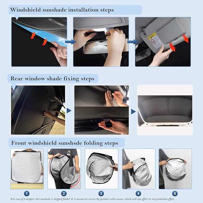 KMF 10pcs Thicken Sun Shades for Hyundai Santa Fe 2024-2025 2026 Accessories,Full Car Windshield Sunshade Window Covers for Side Rear,UV Block and Blackout Privacy for Camping - Image 8