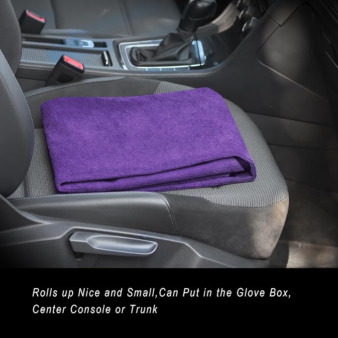 Sweat Towel Car Seat Cover Protector Front Seats for Gym Workout, Running, Swimming, Beach and Hiking, Waterproof Universal Seat Cover for Car, Trucks, Van & SUV (1, Purple, Front) - Image 7