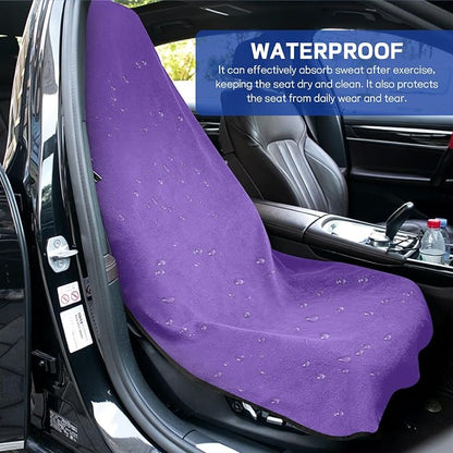 Waterproof Car Towel Seat Cover, Sweating Non Slip Car Seat Cover Protector for Gym Workout, Running, Swimming, Beach and Hiking, Machine Washable, Universal Fit for Front Seats (Purple) - Image 5