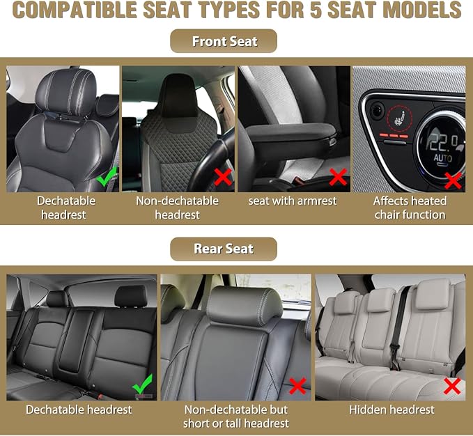 Nilight 5 Car Seat Covers Universal Fit for Civic Corolla Accord Camry | Waterproof Faux Leather Cushions Anti-Slip For 5 Passenger Cars Hyundai Kia Honda CR-V Fusion SUV Truck (Black+Red Full Set) - Image 7