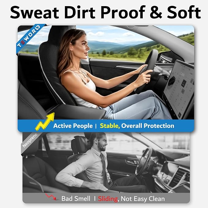 Premium Microfiber Towel Tesla Model Y Juniper/3 Seat Cover, Waterproof | Sweatproof | Machine Washable | Non-Slip, Seat Protector for Tesla Model 3/Y 2016-2026 Interior Accessories - (2Pack, Black) - Image 5