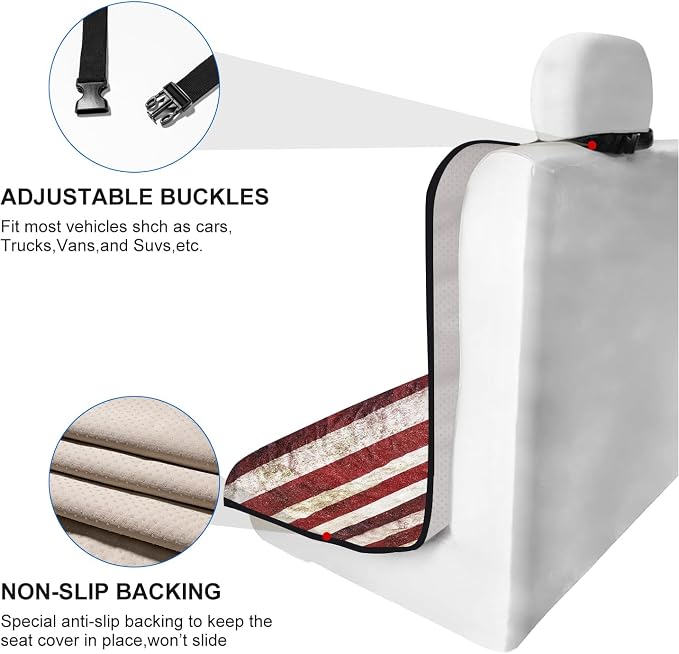 Back Seat Cover for Car Trucks Van SUV, Waterproof Rear Bench Towel Seat Covers for Dogs and Kids, Non-Slip Automotive Backseat Protector, Machine Washable (Bench Flag) - Image 5