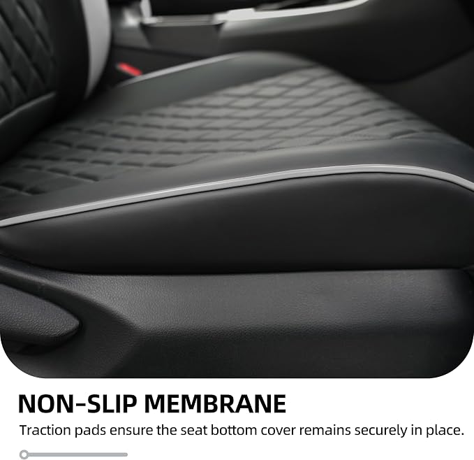 Lolcar Rav4 Seat Covers Custom Fit for Toyota Rav4 (for Hybrid) 2019-2025 LE,XLE,XLE Premium,Limited,Woodland Edition, Leather Truck Seat Cover Full Set for SUV,Faux Leather (Black Gray Grid) - Image 7