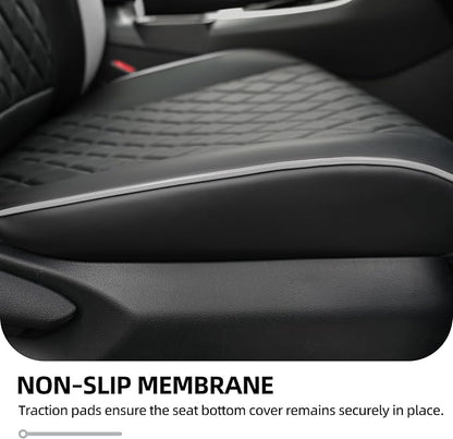 Lolcar Rav4 Seat Covers Custom Fit for Toyota Rav4 (for Hybrid) 2019-2025 LE,XLE,XLE Premium,Limited,Woodland Edition, Leather Truck Seat Cover Full Set for SUV,Faux Leather (Black Gray Grid) - Image 7
