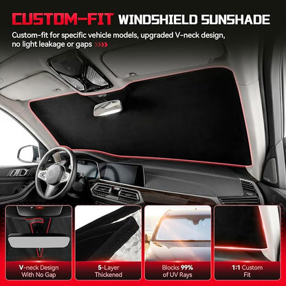 Windshield Sun Shade for Jaguar F-Pace 2016-2026 | Custom Fit, Car Front Window Cover, Foldable Sunshade, 5-Layer Thermal Insulation, Blocks Heat & UV Rays, Keep Car Cool - Image 3
