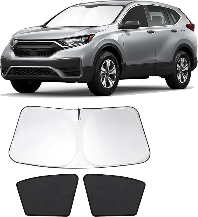 3PCS Car Window Shades Front Windshield Sun Shade Foldable Window Shade Custom Fit for 2017-2022 Honda CRV Accessories Car Shades for Front Windows Anti-UV Rays Block Heat by FannycCargoCover
