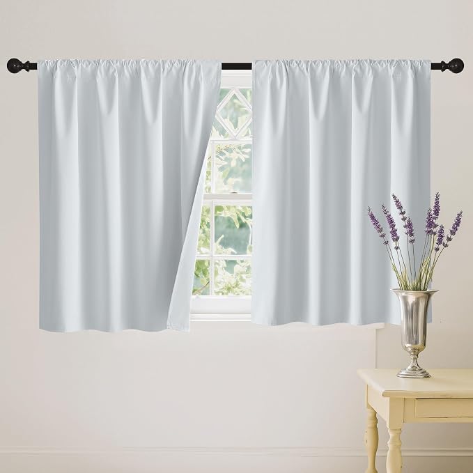 RYB HOME White 100% Blackout Curtains for Bedroom Living Room | Thermal Insulated, Heat & UV Blocking, Total Room Darkening, Privacy, Drapes for Cafe, W42 x L54, 2 Panels by RYBHOME