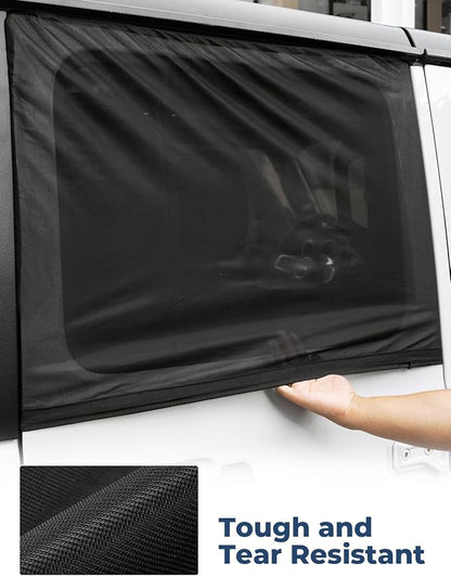 JOYTUTUS Rear Wrangler Side Window Sun Shade Camping Window Insect Screen Compatible with 2007-2026 Wrangler JK JL 4 Doors Gladiator JT, Car Window Covers for Privacy Blackout 2 Pcs - Image 6