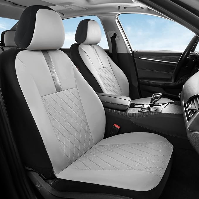 Coverado Car Seat Covers Front Pair, Automotive Leather Seat Covers for Car，Universal Fit Front Back Seat Cover, Non-Slip Waterproof Breathable Car Seat Protector by COVERADOAUTO