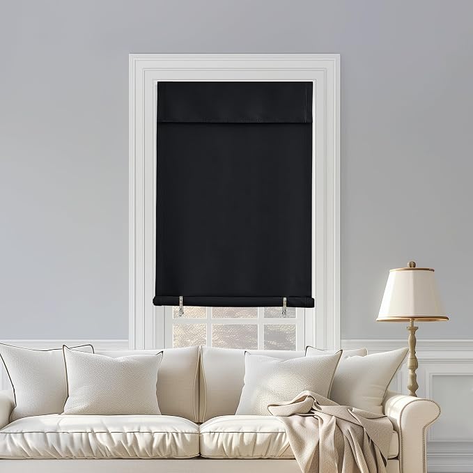 NICETOWN Black Blackout Short Curtains for French Door 72 Inches Long | Sidelight Door Portable Adjustable Thermal Insulated Curtains for Front Back Kitchen, 26" x 72", 1 Panel - Image 8