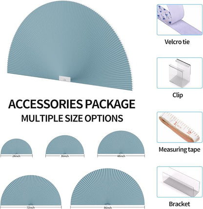 Myshade Arch Window Shades Half Circle Light Filtering Cellular Shades Cordless No Drill Blinds for Windows Half Moon Honeycomb Fabric No Tools Shades Easy Install (2PCS Blue 36" W X 18" H) - Image 5