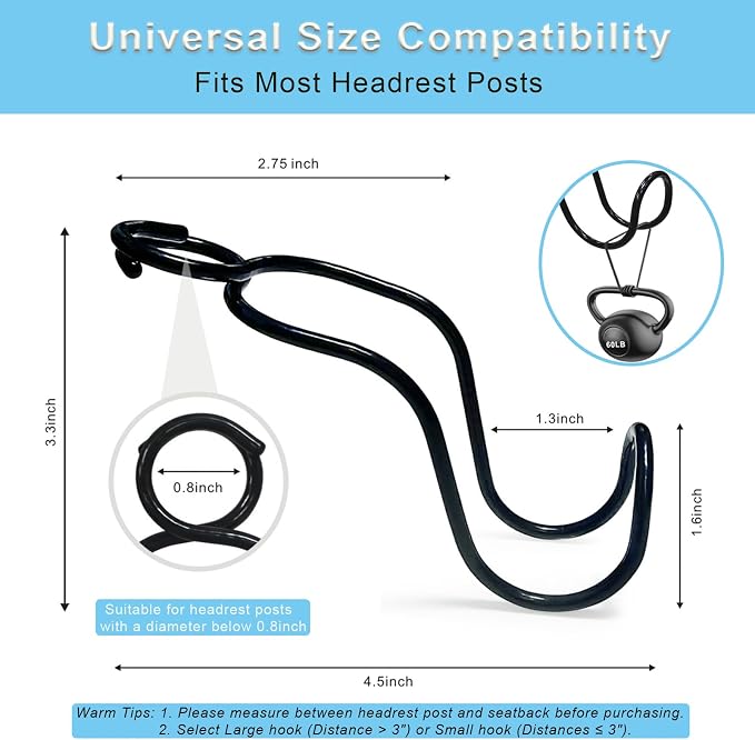 Car Hook for Purses and Bags 4 Pack Headrest Hangers (4 * Small Size) | Hard Hat Hanging Holder for Truck Car Backseat Storage Stuff for Women Automotive Necessities Accessories New Driver Gifts - Image 2