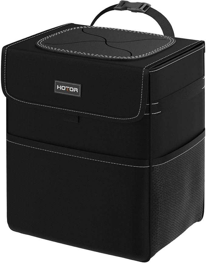 HOTOR Car Trash Can, Leak-Proof Car Organizer, Black | 3.5-Gallon, Storage Bag for Back, Front or Console of Cars, Sedans, SUVs & Trucks, Easy-to-Install Car Accessory for Interior by HOTOR