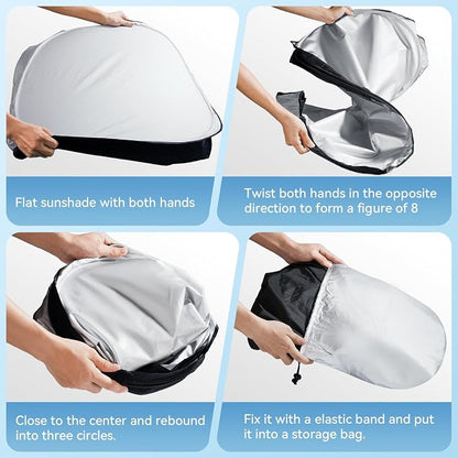 Car Windshield Sun Shade, 300T Thickened Car Window Shades Heat Reflective Interior Cool, Universal Fit for Most Cars SUVs Trucks, Foldable & Portable Design (L (57" × 31")) - Image 6