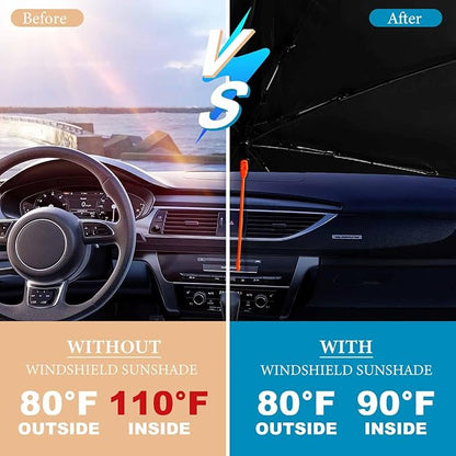 Dog Driving Car Windshield Sun Shade Umbrella, Car Windshield Sunshades Cover with 360¡ã Rotation Bendable Handle, Foldable Sun Shade for Most Vehicles - Image 5