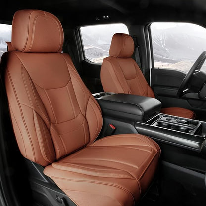 Coverland Custom SUV Car Seat Covers for 2025-2026 Subaru Forester | Premium Waterproof Faux Leather Non-Slip Memory Foam Airbag Compatible Custom Fit Interior Protector [Front Seat-Camel Brown] by Coverland