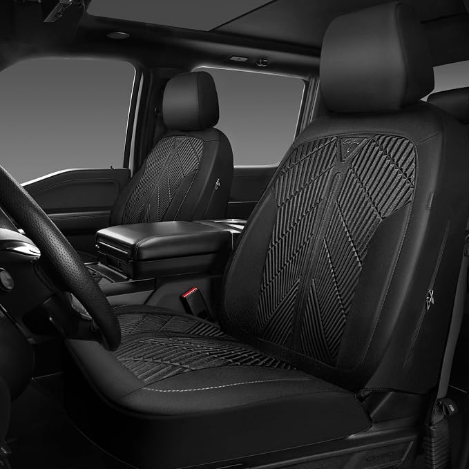 CAR PASS Waterproof Car Seat Covers Full Set,Neoprene Wetsuit, All-Weather Non-Slip Durable, Universal Fit for SUV, Sedans, Trucks, Vans, with Armrest & Airbag Compatibable, All Black - Image 2