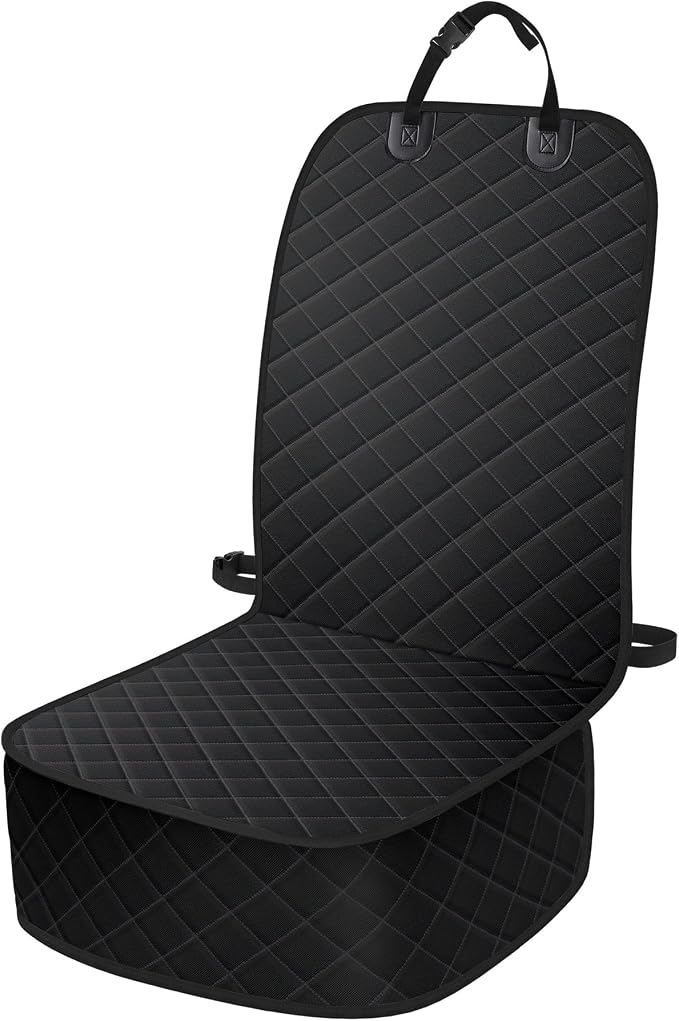 ELONGRIVER Dog Car Seat Covers, Waterproof Front Seat Cover | Scratch-Proof, Nonslip Pet Passenger Seat Cover Protector, Universal Fit for Cars Trucks SUVs, Standard Size 1 Pack, Black by ELONGRIVER