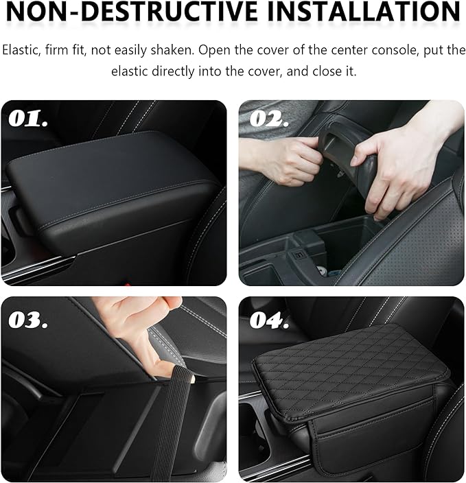 Stacool Upgraded Car Center Console Cover with Rhinestones,Microfiber Leather Car Armrest Cover Cushion with 2 Storage Bags,Universal Cars Armrest Storage Box as Cars Interior Accessories - Image 5