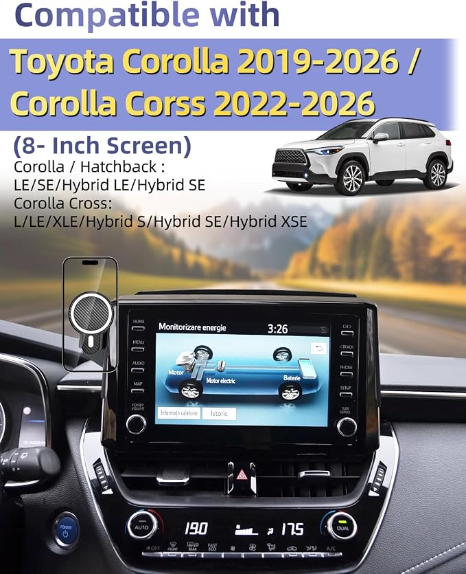 PZK Car Phone Mount for 2019-2026 Toyota Corolla/Corolla Cross 2022-2026 | 19-26 Corolla Hatchback Accessories 8-inch Screen Magsafe Magnetic 15W Fast Wireless Charging Phone Holder Not Block Vent - Image 2