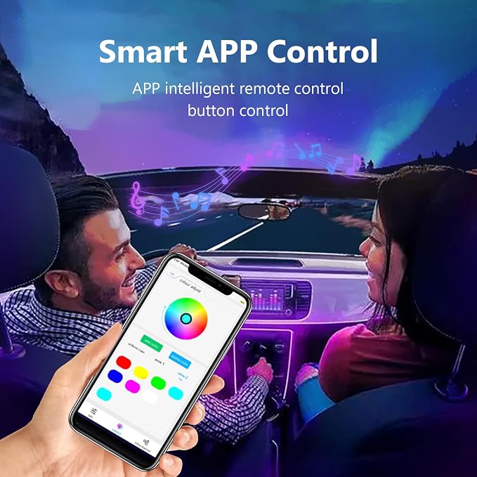 Car-Ambient-Lighting-Kit,RGB 18 in 1 256 LED with Wireless APP DIY Modes | Acrylic Interior Car LED Strip Light for Universal Cars - Image 6