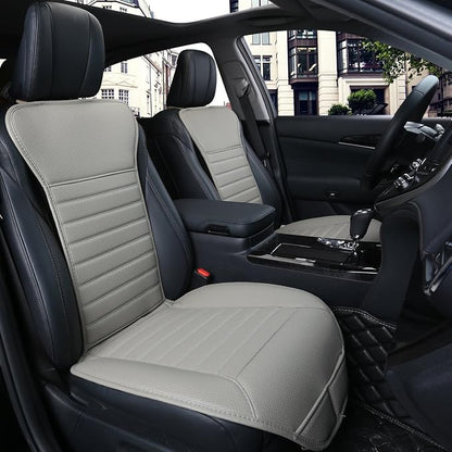 Universal Car Seat Cover PU Leather Car Seat Cushion Driver Seat Cover with Backrest - Car Front Seat Protector Fits 95% of Vehicles-1 Piece (Gray-B) - Image 9