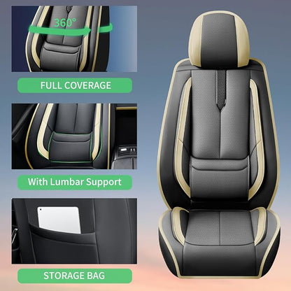 Fit Kicks Car Seat Covers for Nissan Kicks 2018-2024 2025 2026 -Upgraded Premium Waterproof & Breathable Leather,Airbag Compatible,All-Weather Seat Cushion Protector,2 Front/Black-Beige - Image 8