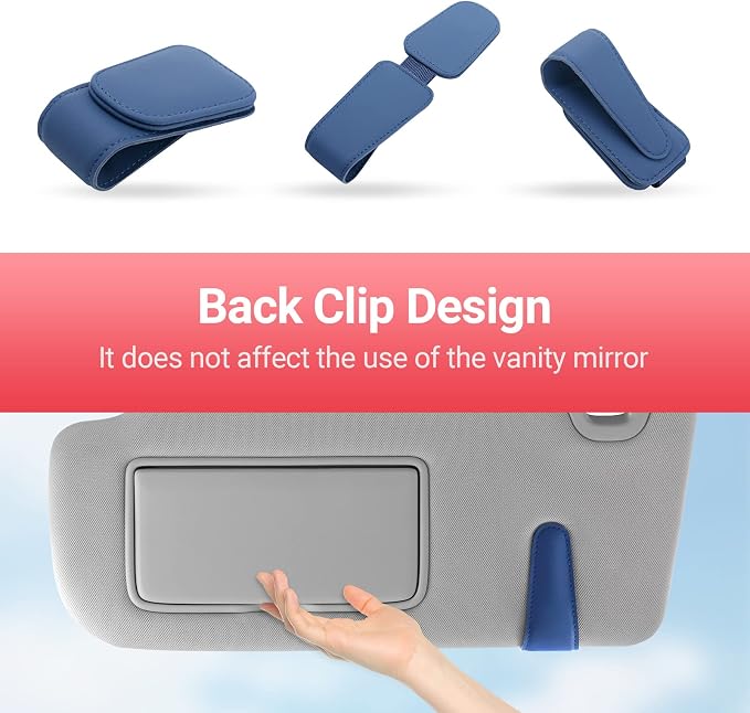 Sunglass Holder for Car Sun Visor Sunglasses Clip Car accessories -Blue | sun visor organizer, ticket card clip, eyeglass sunglasses holder, one-handed magnetic, anti-scratch, car stuff for women men - Image 6