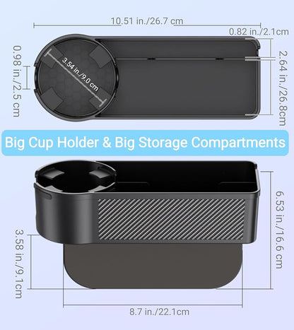 Upgraded Car Cup Holder, Auto Cup Drink Holders,Multifunctional Auto Front Seat Organizer, Gap Filler Storage Box Coin Bucket Console Side Pocket Cell Mobile Phone Holder (Black) - Image 7