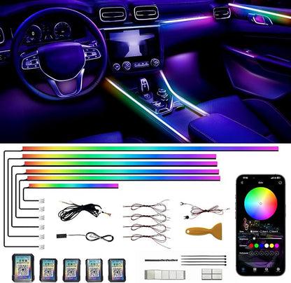 Acrylic Interior Car LED Strip Lights,dreamcolor 6-in-1 Car Ambient Lighting Kit, with APP Control, 622 LED Fiber Optic Strip Lights for Cars,Supports Neon Sync with Music DIY Mode. by Unknown