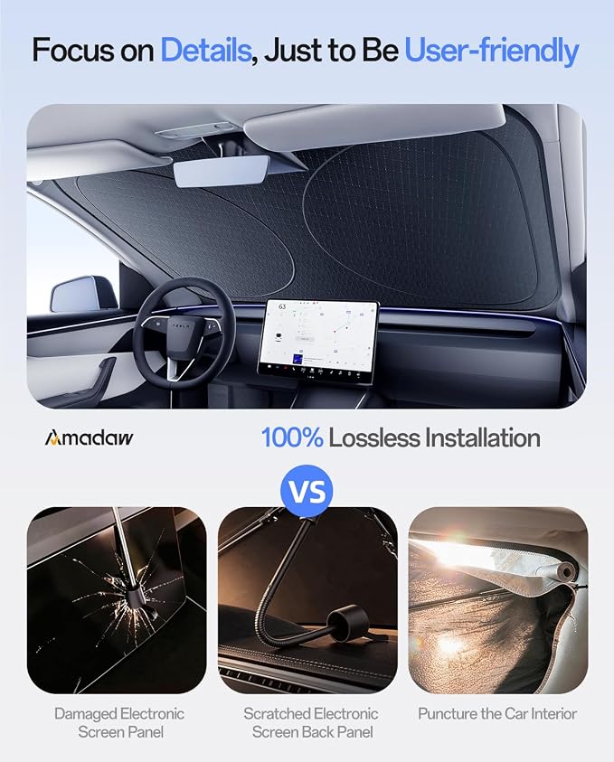 Windshield Sun Shade for Jeep Wrangler/Gladiator, Ford Bronco, Fit for 2000-2026 | Multi-Layer UV Block & Heat Insulation | Keeps Car Cool & Protects Interior, Easy Storage with Bag - Image 5