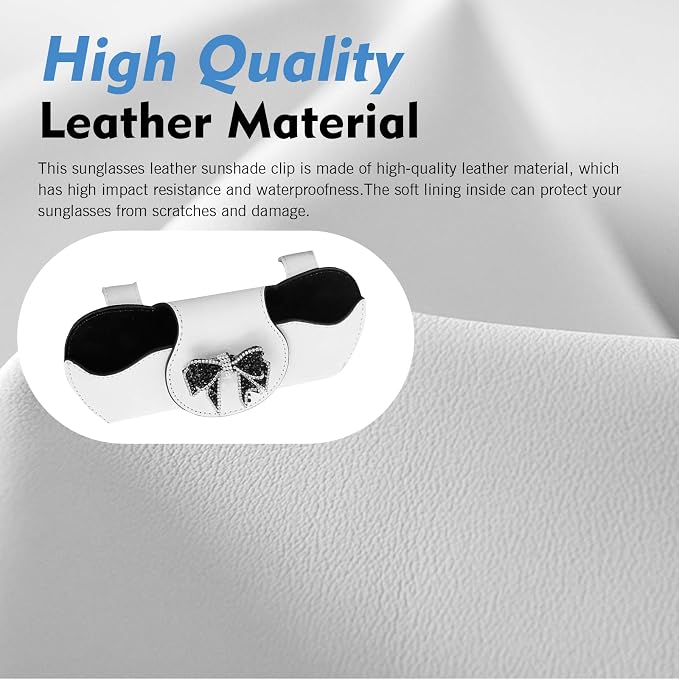 Bling Car Sun Visor Sunglass Case, Rhinestone Bow Decorative Holder, Interior Organizer Accessory for Cars - Image 5