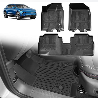 BestEvMod All Weather Liner Floor Mats Compatible with Chevrolet Equinox EV 2026 2025 2024 Accessories Heavyduty Anti-Slip 3D Pattern Waterproof Protect Liner 1st & 2nd Rows Set (Floor Mats) by BestEvMod