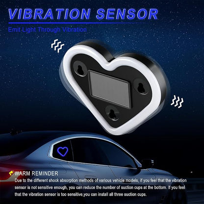 iFunyLED Heart-Shaped Solar Powered Car LED Interior Ambient Light, Wireless Lamp with 5 Lighting Modes, Dual Charging & Dual Sensor Design, Cute Car Accessories Gift for Women, Pack of 2 (Blue) - Image 6