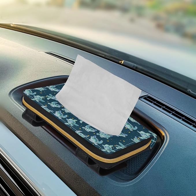 Biyejit 2 Pack Car Tissue Holder, Turtle Pattern Premium Sun Visor Napkin Case, Hanging Car Accessories Used to Organize Paper Towels and Storage Small Items - Image 5