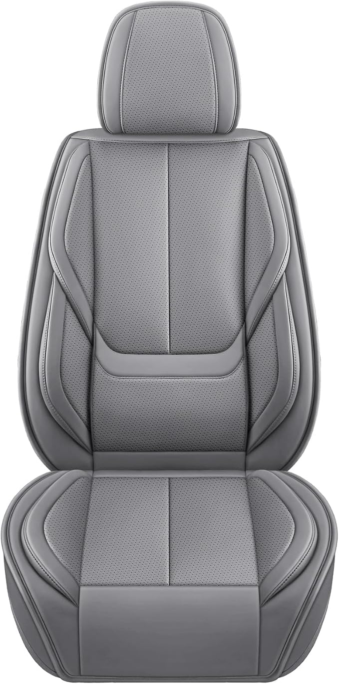 MINGBRON Car Seat Covers Full Set, Brown Car Seat Cover Lumbar Support, Car Seat Protector Waterproof, Nappa Leather Car Seat Cushion, Front Seats and Back Fit for Most Cars Beige - Image 4