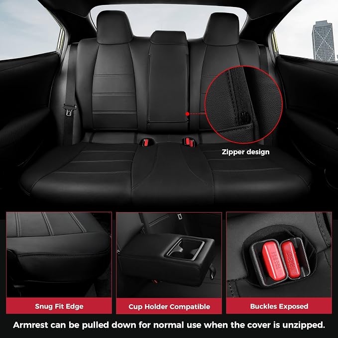 FREESOO Custom Leather Seat Covers for Toyota Corolla LE 2023-2026 | Sedan, Full Set, Waterproof, Airbag Compatible, Scratch-resistant, Anti-slip, Protector Cushion, Durable Material, Easy-clean - Image 4