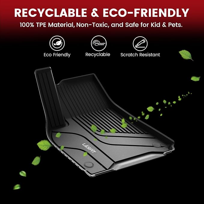 LASFIT Trunk Mats for Tesla Model X & Plaid 6 Seater / 7 Seater 2021-2024 | (Not Fit 5 Seater) 100% TPE All Weather Custom Fit Frunk Mat Sub Trunk Mat Cargo Liners Set Automotive Accessories, 3PC Black - Image 8