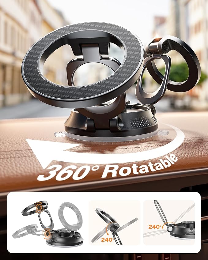 Magnetic Suction Cup Phone Holder for Magsafe, [88+LBS Ultra Grip & 2800gf Magnetic Power] 360° Adjustable Car Phone Mount, Cell Phone Holders for Your Car for iPhone 17 16 15 14 13 12 Series - Image 6