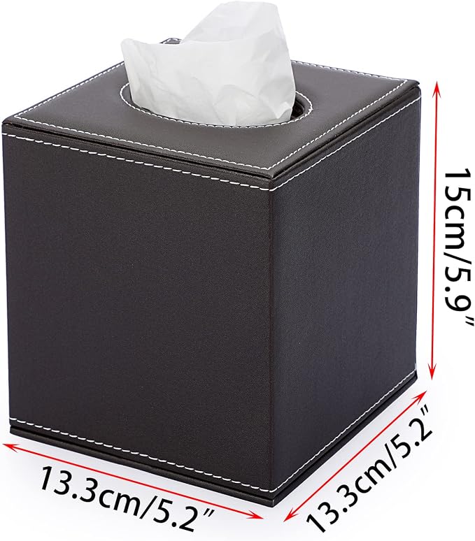Sumnacon Square Tissue Box Cover,Magnetic Bottom PU Tissue Box Holder,Brown | Cube Leather Tissue Box Covers,Decorative Tissue Box for Bathroom Vanity Dresser Night Stand Table Countertop Office Car - Image 5