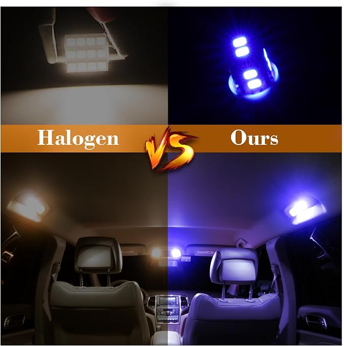 iFunyLED 24 Pieces Dome Light LED Car Interior Bulb Kit Set 194 T10 DE3175 578 31mm 42mm Bulbs Interior Replacement Lights for Car Map License Plate Door Side Marker Cornering Trunk Light - Blue - Image 3