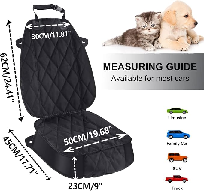 AsFrost Dog Seat Cover Cars Trucks SUVs, Thick 600D Heavy Duty Pets Car Seat Cover, Waterproof & Wear-Resistant Durable Nonslip Backing & Hammock Convertible, Black, 2 Pack | Thick 600D Oxford, Heavy Duty, Waterproof & Wear-Resistant, Durable Nonslip B... - Image 4