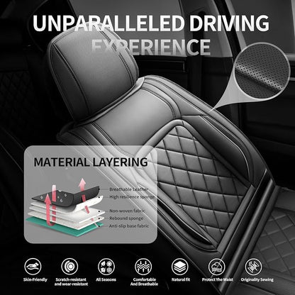 Fit Venza Premium Leather Car Seat Covers for Toyota Venza 2009-2025 2026 - Waterproof，Breathable，All-Weather Seat Cushion Protecto & Airbag Compatible, 2 Front Seat Black - Image 2