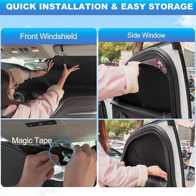 XCBYT 2019–2026 GMC Sierra 1500 & Silverado 1500 Crew Cab Window Shades | Keeps your car cool and 100% dark. Perfect for car camping, sleeping, lunch breaks, or protecting pets in hot climates - Image 7