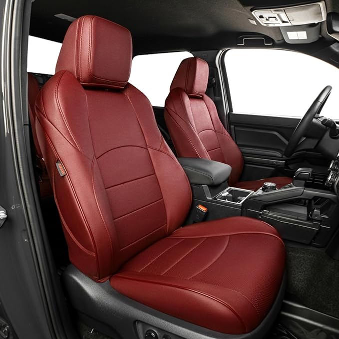 EKR Car Seat Covers Custom Fit for Toyota 4Runner(7 Seats) Full Set | for Toyota 4 Runner 2010-2024 Seat Covers for SUV,Airbag Compatible,Waterproof Pet-resistant,Faux Leather(Burgundy) by EKR