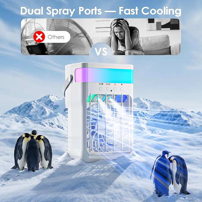 Portable Air Conditioners,Air Conditioner,Ac Unit with 1600ML Water Tank,2 Spray Ports,3 Wind Speeds,3 Timers,10 kinds of Colorful Lights,Portable Ac Units for Room Camping Car Office - Image 2