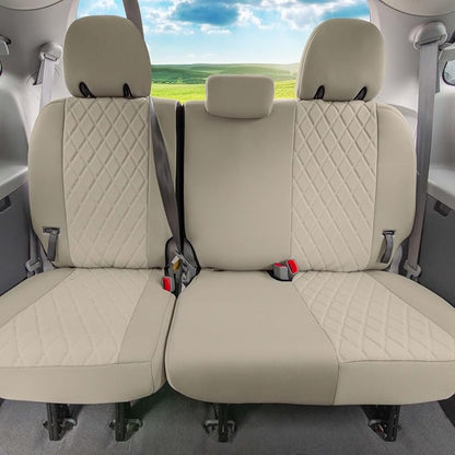 FH Group Custom Fit Car Seat Covers Specifically Made for 2011-2020 Toyota Sienna 7-8 Seater with Ultraflex Neoprene Water Resistant Automotive Seat Covers - 3rd Row Solid Beige - Image 3