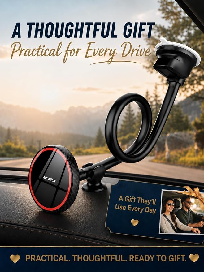 APPS2Car Cell Phone Car Mount for MagSafe, 14'' Windshield Phone Mount | Magnetic Car Phone Mount, Long Gooseneck Arm, Strong Suction & Magnetic Hold, Fits iPhone 17 Pro Max Plus 16 15 14 13 12 Mini - Image 2