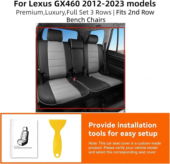 Ranaya Custom Fit Lexus Seat Covers for Lexus GX460 2012–2023 | for Base,Premium,Luxury,7-Passenger Full Set,(Fits 2nd Row Bench Seat),Waterproof Leatherette,Pet & Kid Friendly,Burgundy - Image 3