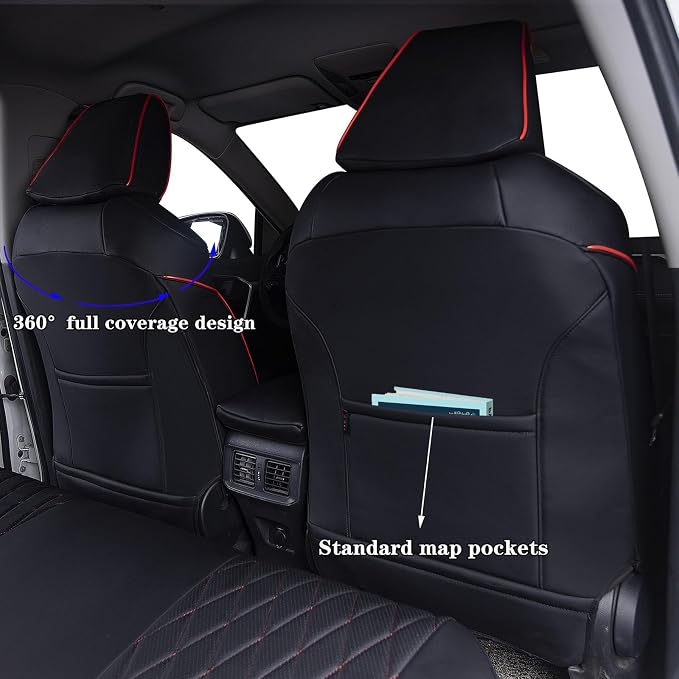 HKZ Customized Special seat Cover for Toyota Corolla (Black+Red, 2014-2019 Corolla L LE LE Eco XLE Sedan) - Image 2